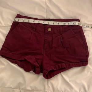 Burgundy Denim Shorts